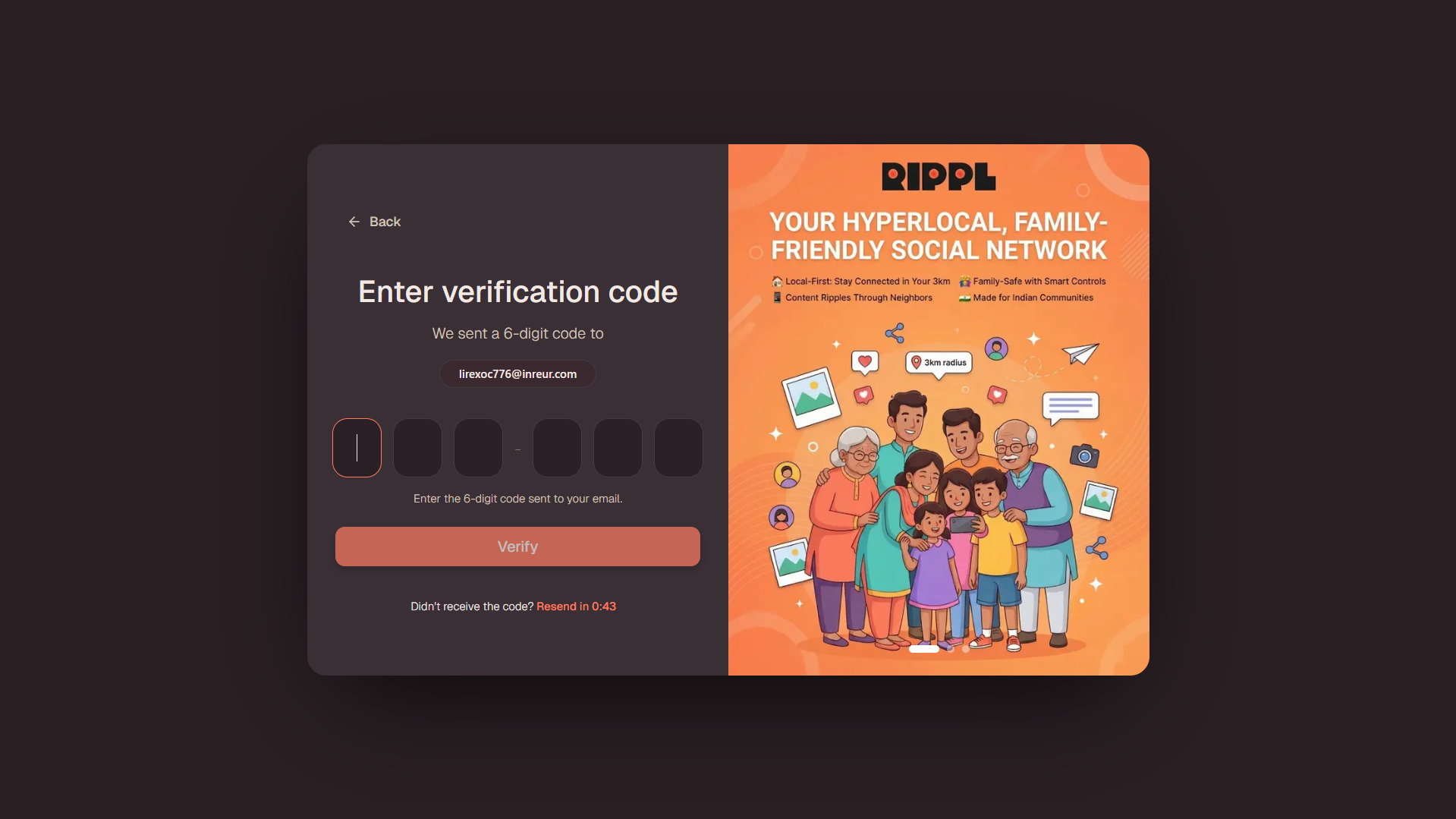 Email OTP Verification Screen - Desktop View